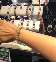 Bracelets and Bead sets with Precious Stones, Glass, Crystals, Crowns, Semi Precious Stones, Lava Stone, multicolor and multi dimensional balancing beads with various accents