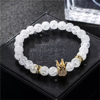 Beads White Sparkle Coronado Crown Jewels Gold or Silver Elastic Bracelets