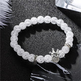 Beads White Sparkle Coronado Crown Jewels Gold or Silver Elastic Bracelets